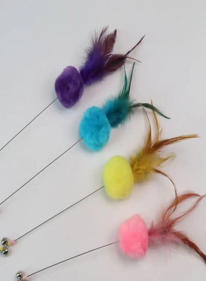 PET FUN Interactive Cat Teasing Stick | Engaging Feather Pom Pom Wand Toy Set for Kitten & Cats, Activity Cat Teaser Play Stick with Bell for Fun Exercise & Playing for Indoor (Pack of 1) - Image 4